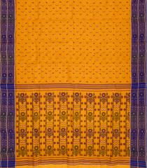 Mustard Bengal Cotton Saree With Floral Motifs-Mustard