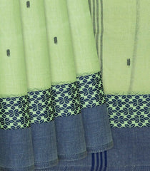 Mint Green Bengal Cotton Saree With Checks-Mint Green