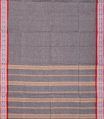 Black & White Bengal Cotton Saree With Checks & Buttas-Black