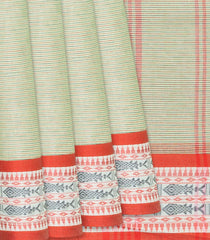 Baby Pink & White Bengal Cotton Saree With Checks & Buttas-Baby Pink