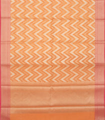 Orange Woven Blended Cotton Saree With Chevron Motifs-Orange