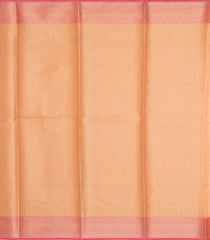 Orange Woven Blended Cotton Saree With Chevron Motifs-Orange