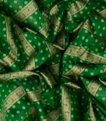 Green Woven Blended Silk Cotton Saree With Diagonal Floral Motifs -Green