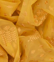 Sandal Woven Blended Organza Saree With Floral Motifs-Sandal