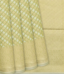 Light Green Blended Organza Saree With Floral Motifs-Light Green