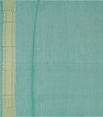 Turquoise Blended Banarasi Cotton Saree With Floral Jaal Motifs-Turquoise