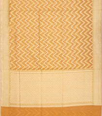 Light Peach Blended Banarasi Cotton Saree With Floral Chevron Motifs-Light Peach