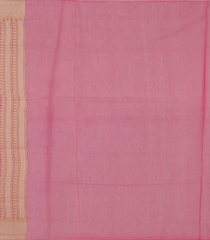 Pink Blended Banarasi Cotton Saree With Floral Chevron Motifs-Pink