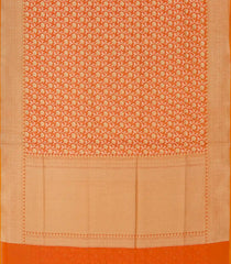 Peach Blended Banarasi Cotton Saree With Floral Vine Motifs-Peach