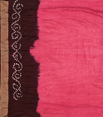 Pink Woven Blended Bandhej Saree With Paithani Border-Pink