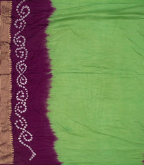 Light Green Woven Blended Bandhej Saree With Paithani Border-Light Green