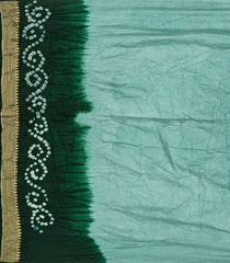 Shadow Green Woven Blended Bandhej Saree With Paithani Border-Shadow Green