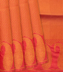 Peach Woven Blended Soft Silk Saree With Mango Motifs-Peach