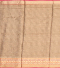 Peach Woven Blended Dupion Saree With Printed Floral Motifs-Peach