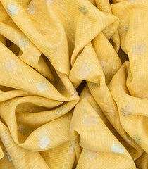 Yellow Tissue Embroidered Saree With Floral Motifs-Yellow