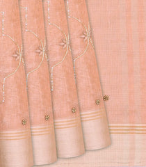 Baby Pink Tissue Embroidered Saree With Jaal Motifs-Baby Pink