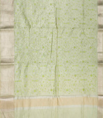 Light Green Blended Tissue Saree With Floral Vine Motifs-Light Green