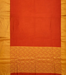 Rust Woven Blended Plain Dupion Saree With Zari Border-Rust