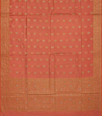 Peach Woven Blended Dupion Saree With Meena Motifs-Peach