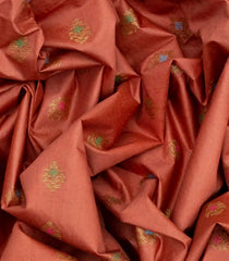 Peach Woven Blended Dupion Saree With Meena Motifs-Peach