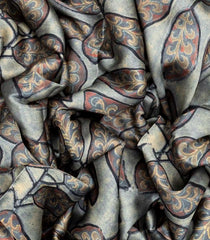 Grey Woven Blended Tussar Saree With Printed Floral Motifs-Grey