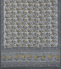 Grey Woven Art Tussar Saree With Printed Floral Motifs -Grey