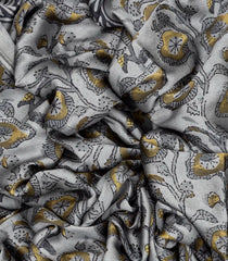 Grey Woven Art Tussar Saree With Printed Floral Motifs -Grey