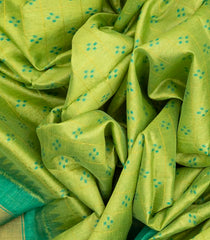 Light Green Woven Art Dupion Saree With Tie & Dye Printed Motifs-Light Green