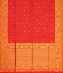 Red Woven Blended Dupion Saree With Kamalam Motifs-Red