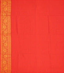 Red Woven Blended Dupion Saree With Kamalam Motifs-Red