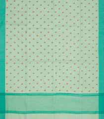 Turquoise Woven Blended Linen Saree With Embroidered Floral Motifs-Turquoise