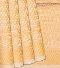 Cream Woven Art Soft Silk Saree With Floral Motifs-Cream