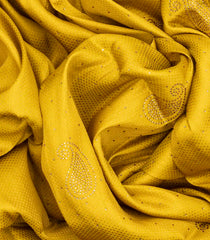 Yellow Woven Blended Cotton Saree With Contrast Border-Yellow