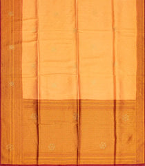 Peach Woven Blended Cotton Saree With Contrast Border-Peach