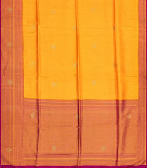 Yellow Woven Blended Cotton Saree With Contrast Border-Yellow