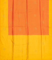 Orange Woven Blended Cotton Saree With Contrast Border-Orange