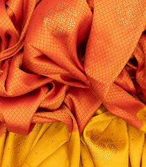 Orange Woven Blended Cotton Saree With Contrast Border-Orange