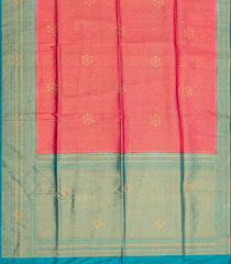 Pink Woven Blended Cotton Saree With Contrast Border-Pink