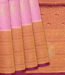 Lavender Woven Blended Cotton Saree With Contrast Border-Lavander