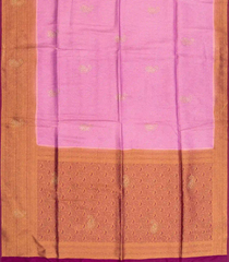 Lavender Woven Blended Cotton Saree With Contrast Border-Lavander