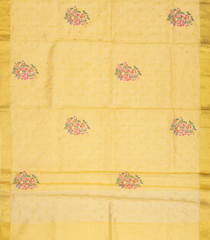 Yellow Woven Blended Cotton Saree With Embroidered Motifs-Yellow