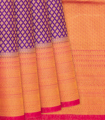 Purple Woven Blended Softy Saree With Floral Motifs-Purple