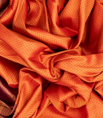 Orange Woven Blended Softy Saree With Floral Motifs-Orange