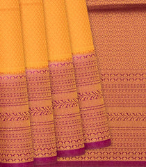 Yellow Woven Blended Softy Saree With Floral Motifs-Yellow