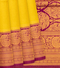 Lemon Yellow Woven Blended Softy Saree With Floral Motifs-Lime Yellow