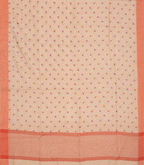 Light Peach Woven Blended Linen Saree With Embroidered Meena Floral Motifs-Light Peach