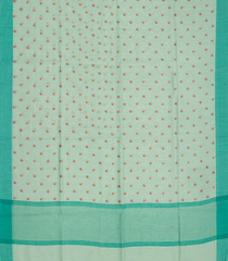 Turquoise Woven Blended Linen Saree With Embroidered Meena Floral Motifs-Turquoise