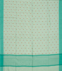 Turquoise Woven Blended Linen Saree With Embroidered Motifs-Turquoise