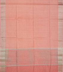 Peach Woven Blended Linen Saree With Abstract Embroidered Motifs-Peach