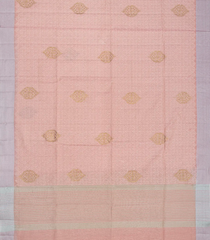 Baby Pink Woven Blended Linen Saree With Embroidered Floral Motifs With Stone Work-Baby Pink